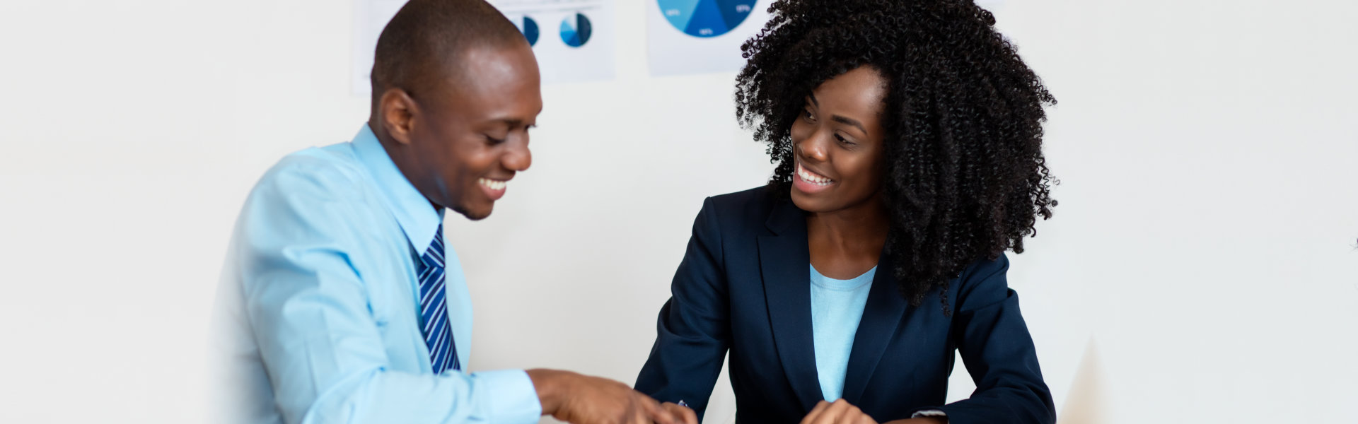 man talking with woman